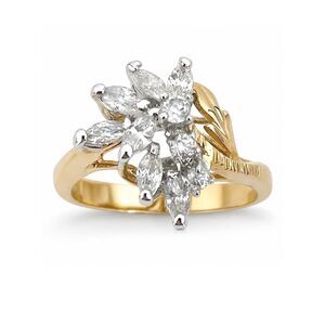 Vintage Ring Size 7 Cubic Zirconia Cluster Ring 14K Gold Plate Mid-Century 14Q